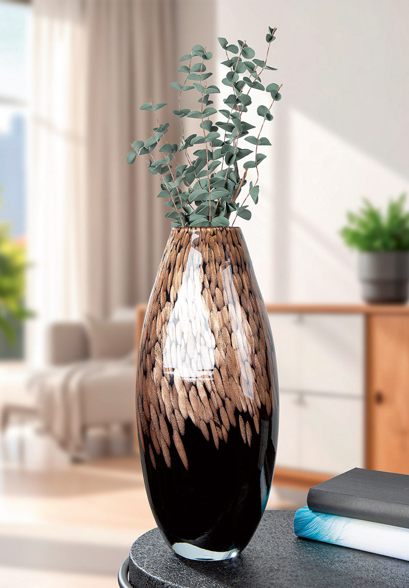 Zwarte glazen vaas Lemark 42,5 cm