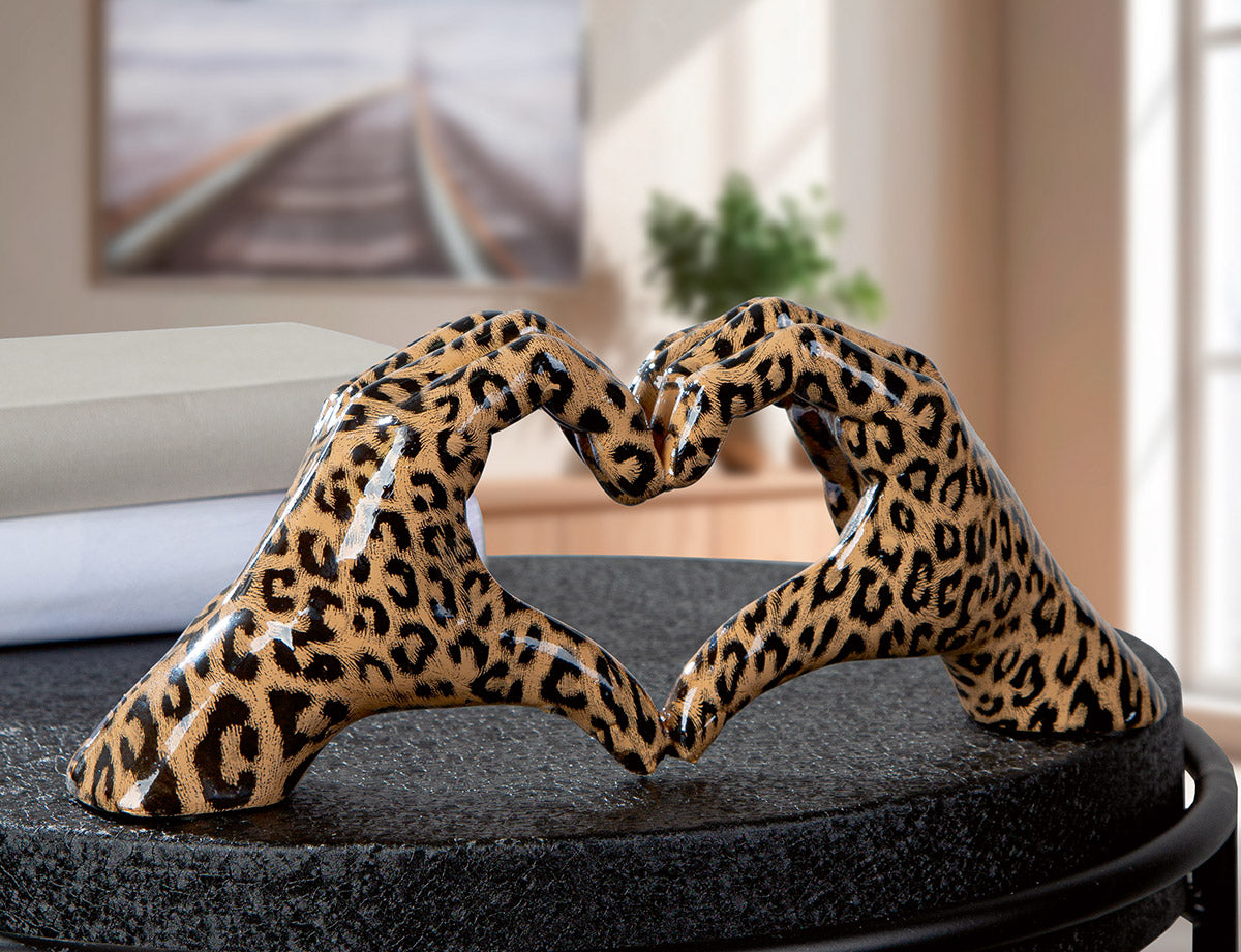 Decoratief Hart Leopard 29 cm
