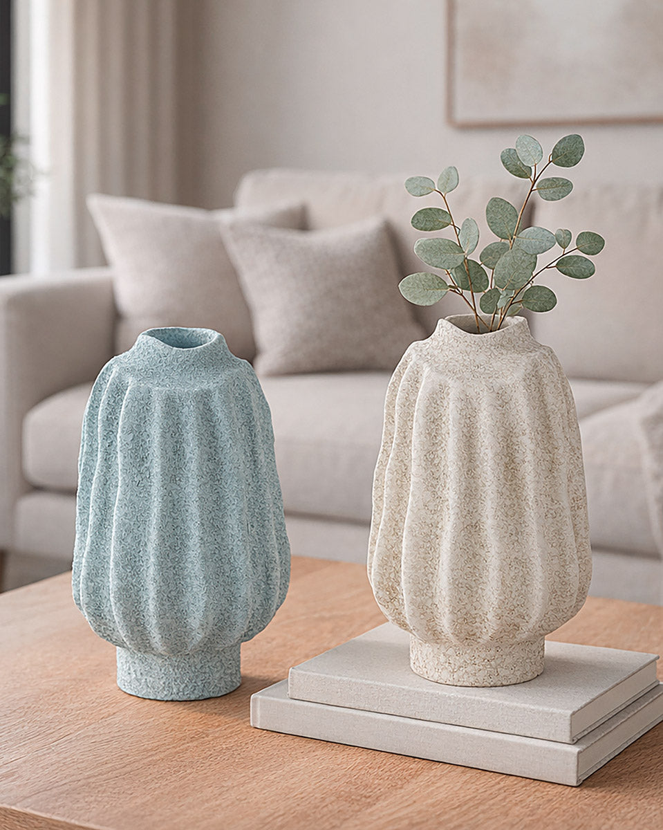 Stegna Vaas Crème Lichtblauw 31 cm