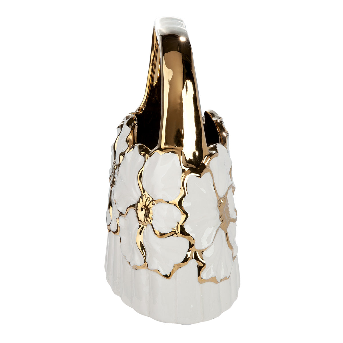Imbali Handtasvaas Wit-Goud 24.5 cm