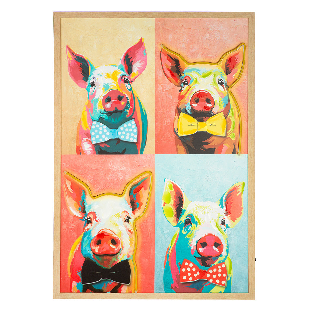 Oink LED varkensschilderij 93 cm