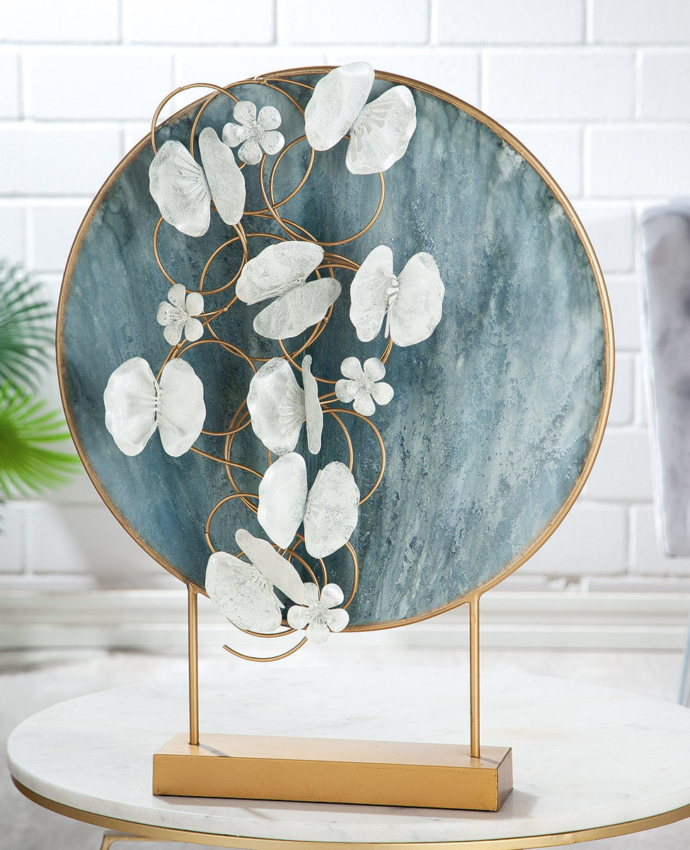 Metalen Sculptuur Blossoms Blauw