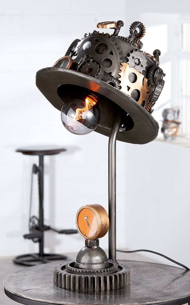 Steampunk Hoed Tafellamp Zilver