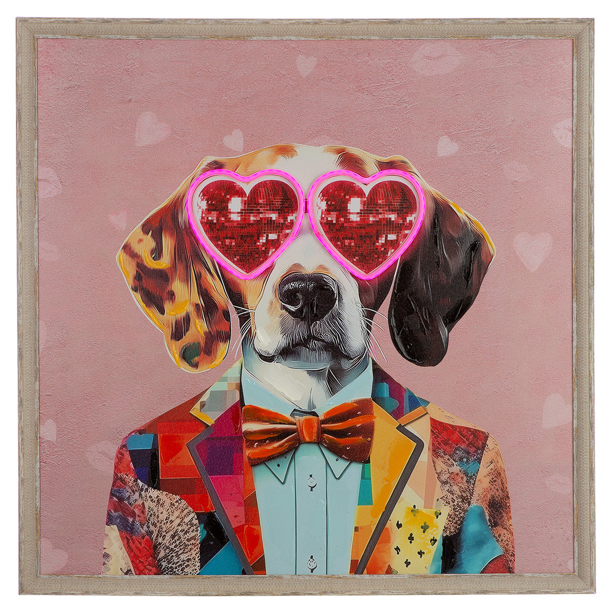 Dog Love LED hondenschilderij 64 cm