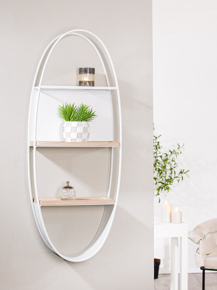 Living Ovale Wandplank Glas Wit