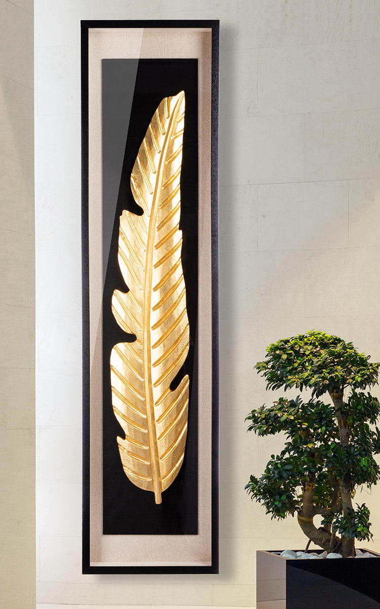 Golden Feather 3D wanddecoratie 160 cm