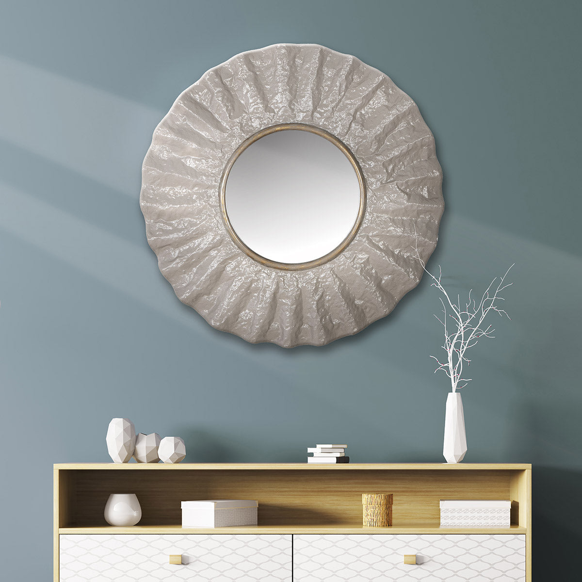 Brest ronde spiegel grijs-goud 62 cm