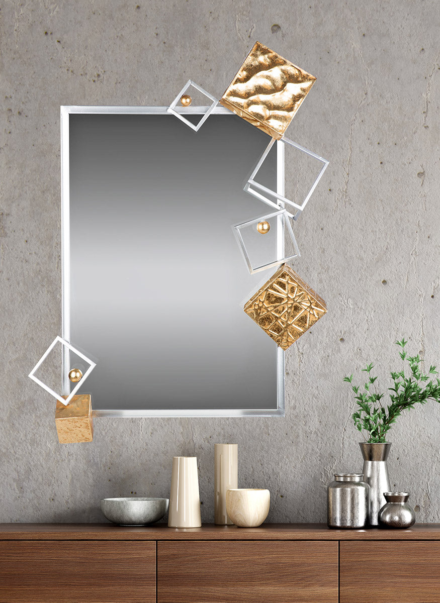 Cubes spiegel goud-zilver 84.5 cm