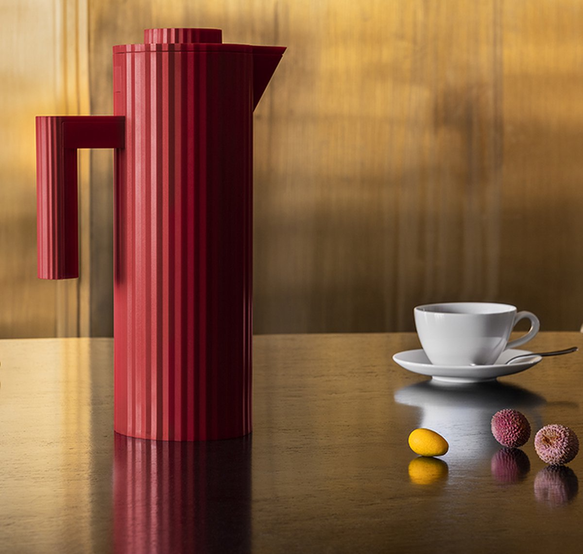 Alessi Plisse Thermoskan 1 L, rood