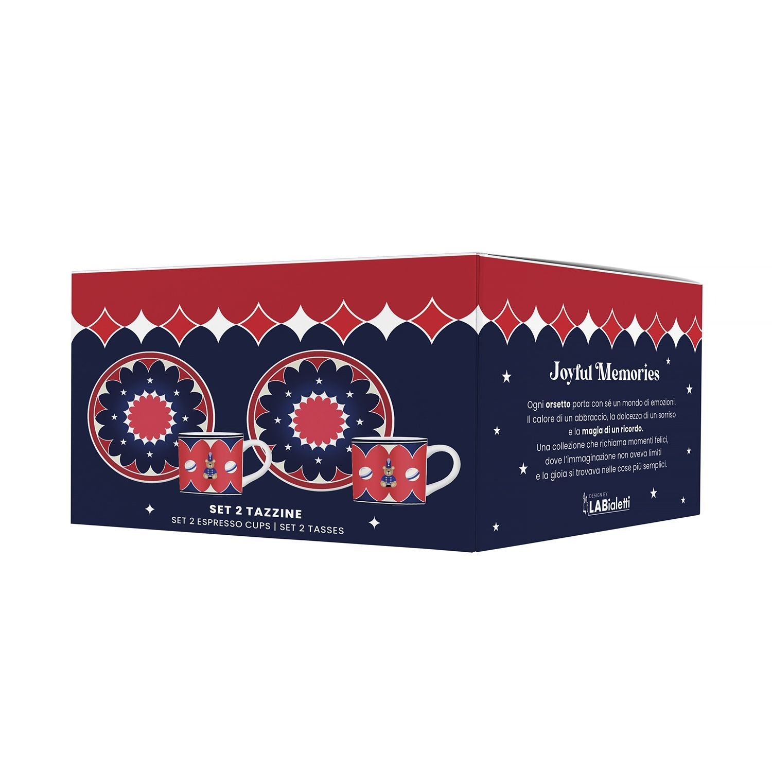 Bialetti Joyful Christmas Set of 2 Espresso Cups and Saucers