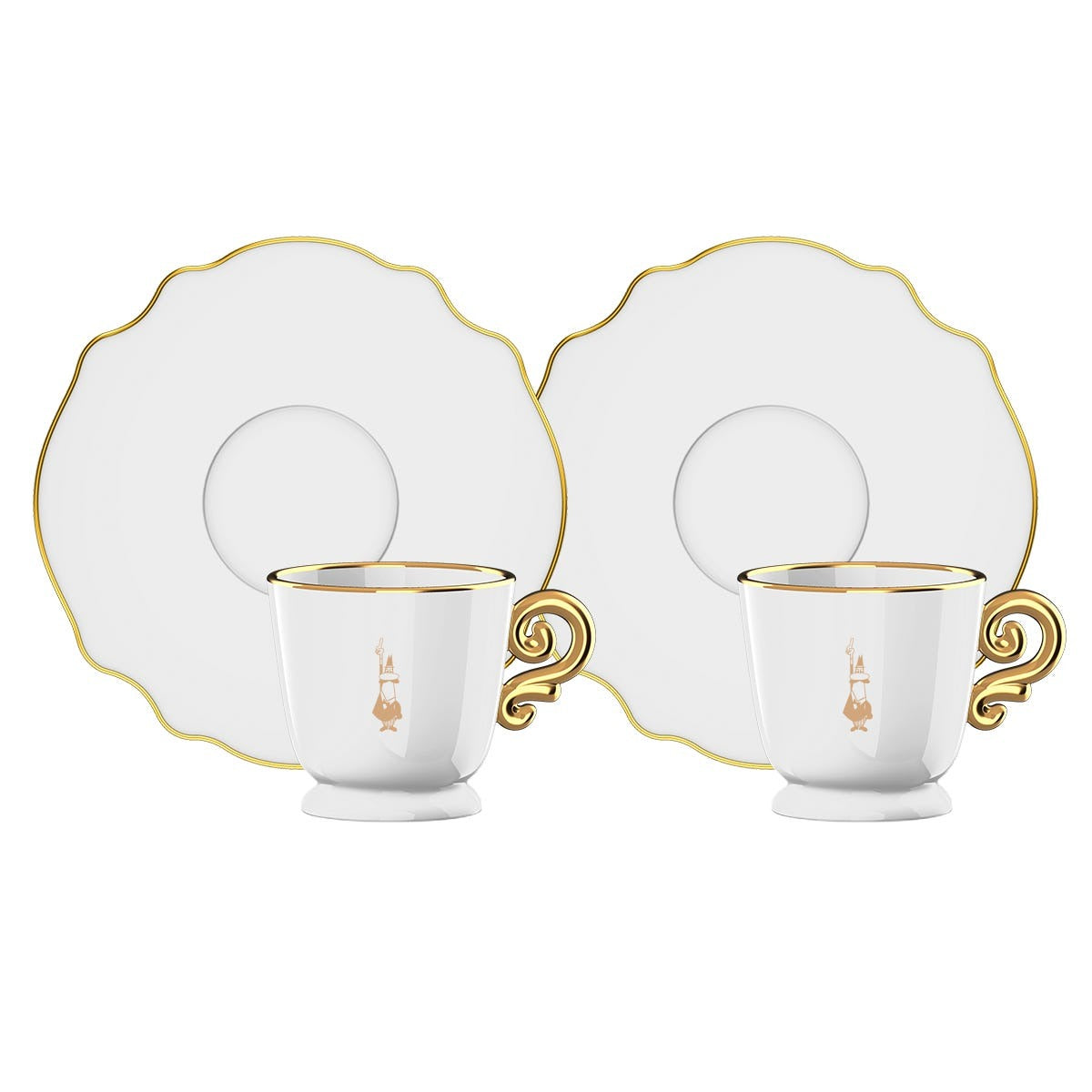 Bialetti Set 2 Cappucino kopjes Incl. schoteltjes puur goud