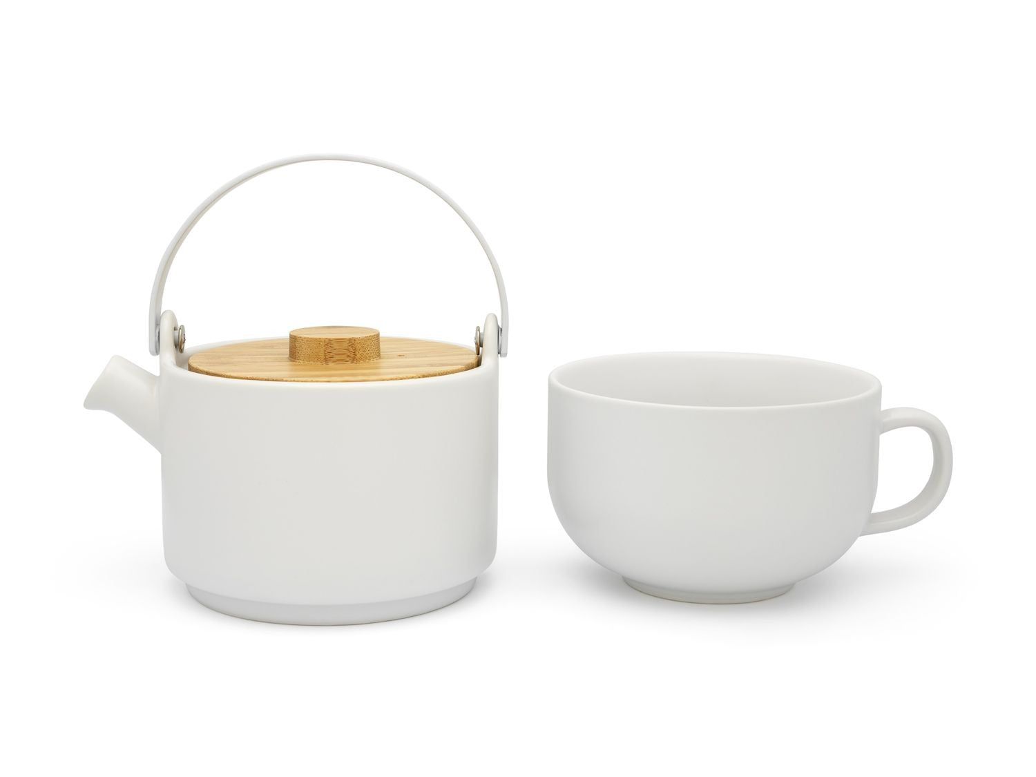 Bredemeijer Tea-for-one Umea white with Bamboo lid