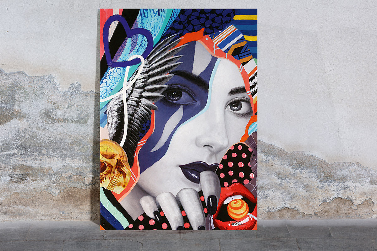 Street Art Lady schilderij 100 cm