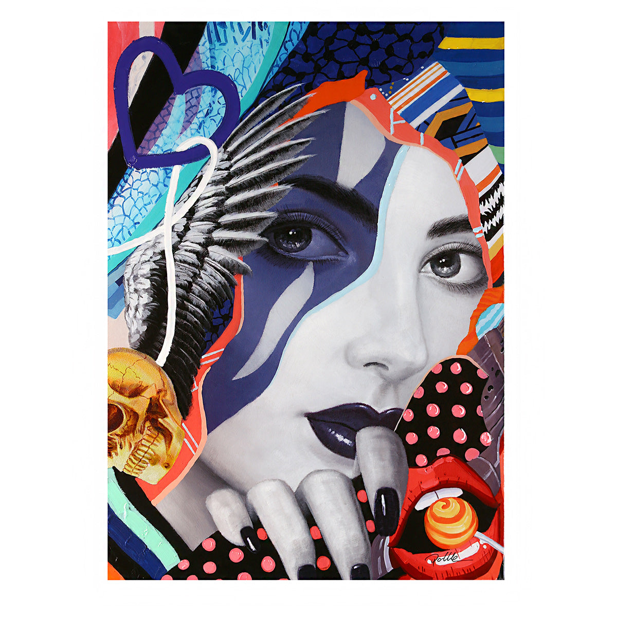 Street Art Lady schilderij 100 cm