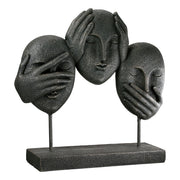 3 Faces Gezicht Sculptuur Zwart