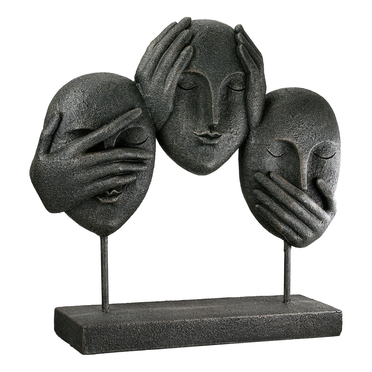 3 Faces Gezicht Sculptuur Zwart