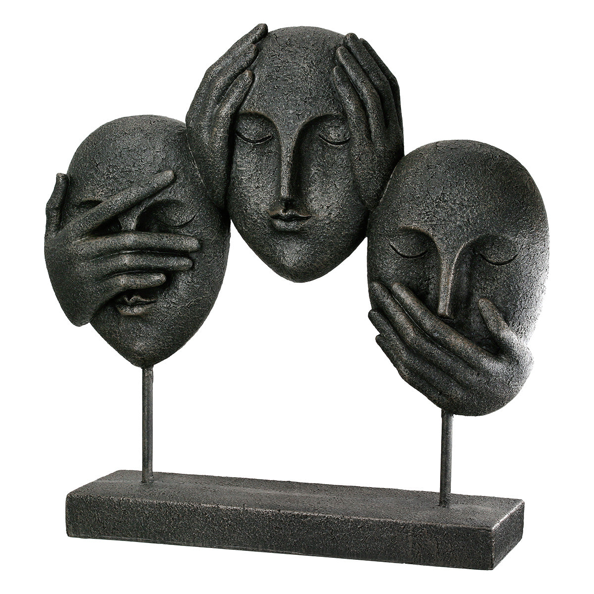 3 Faces Gezicht Sculptuur Zwart