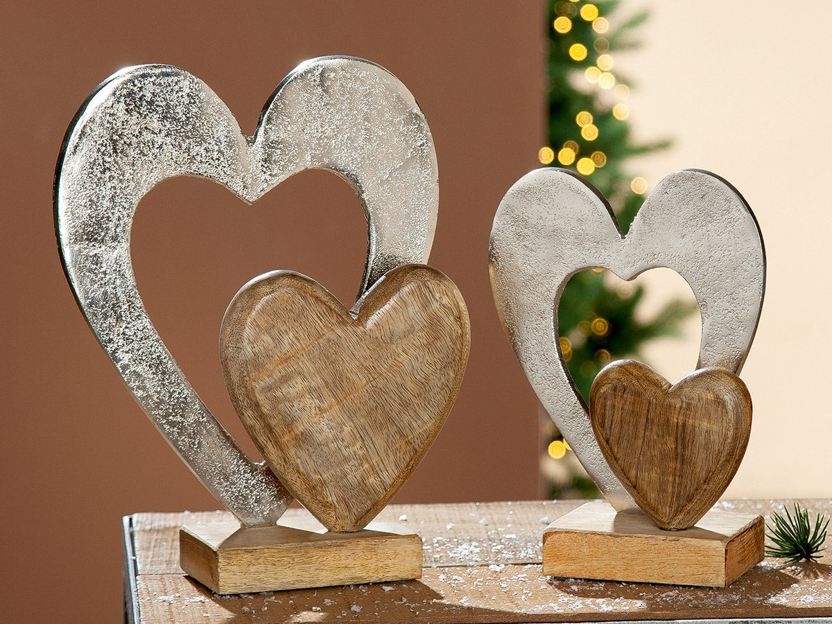 Hart Decoratie Mango Hout Metaal