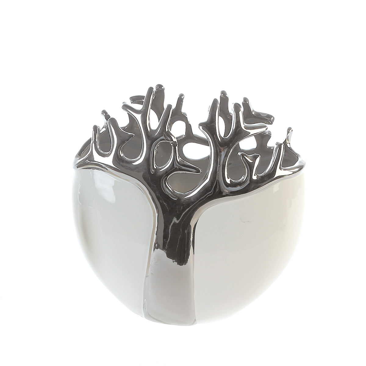 Tree Vaas Zilver-Wit Keramiek 21 cm