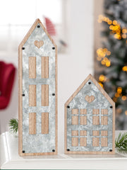 Decoratief Huisje MDF Naturel Zilver