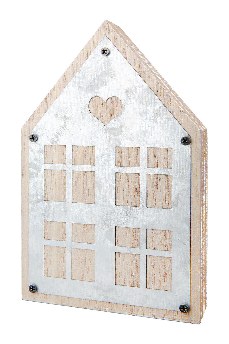 Decoratief Huisje MDF Naturel Zilver