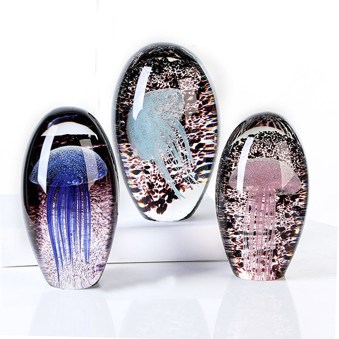 Glazen Paperweight Qualle Kleurrijk