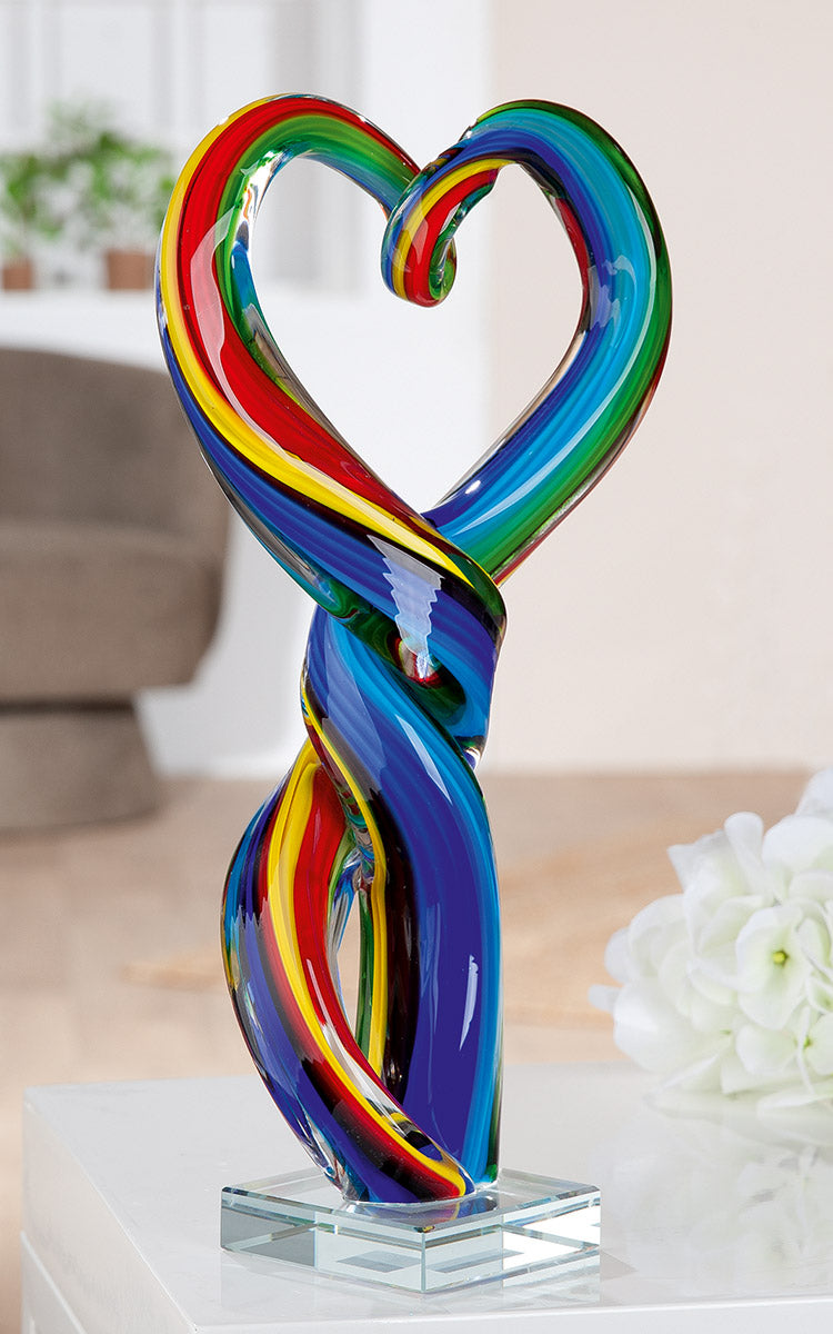 Twist Glas Hart Sculptuur Multicolor
