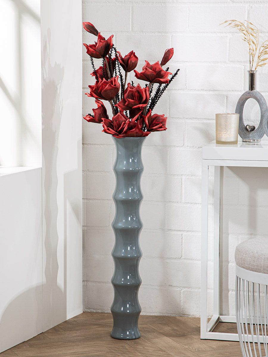 Grijze vloervaas Bamboo 85 cm