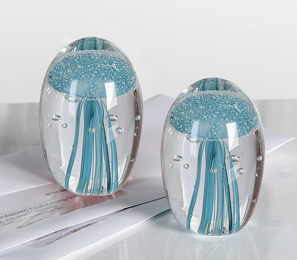 Glazen Paperweight Mini Medusa Blauw