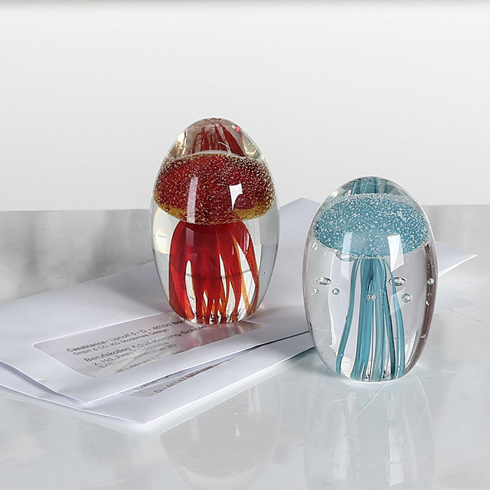 Glazen Paperweight Mini Medusa Blauw