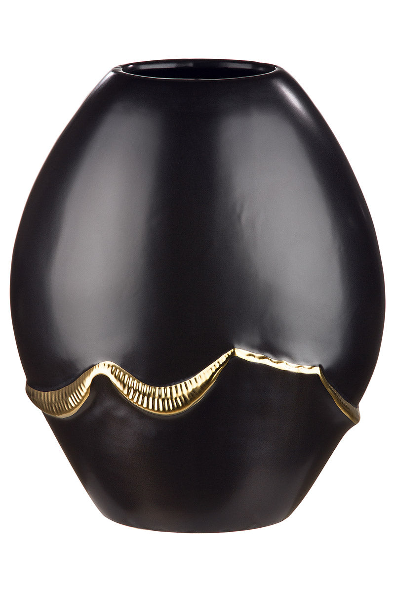Vaas Creolo zwart goud keramiek 25 cm