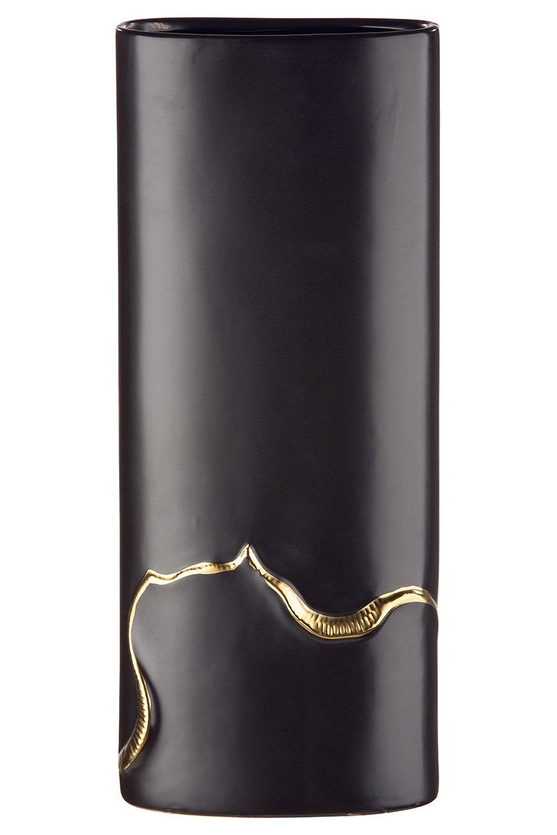Vaas Creolo zwart goud keramiek 34.5 cm