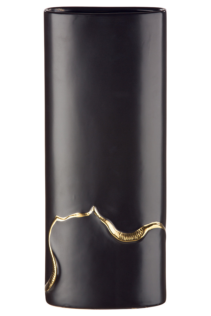 Vaas Creolo zwart goud keramiek 34.5 cm