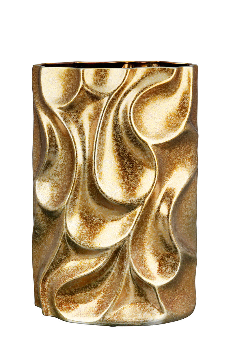 Relief Rechthoekige Vaas Goud 27/36 cm