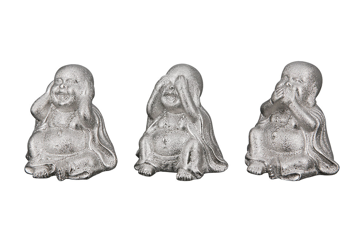 Lachende Buddha Figuur Zilver
