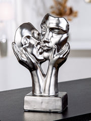 Kiss Paar Sculptuur Zilver Keramiek