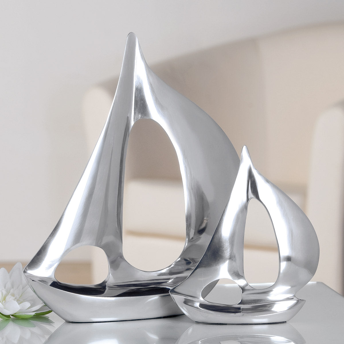 Aluminium Boot Decoratie Zilver