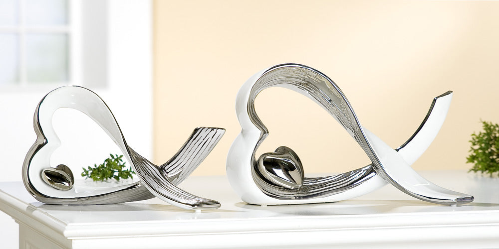 Keramisch Hart Zilver Wit