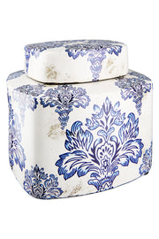 Fayencen Dekselvaas Blauw Wit 15.5 cm