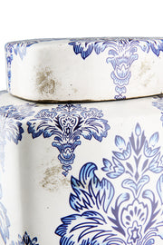Fayencen Dekselvaas Blauw Wit 15.5 cm