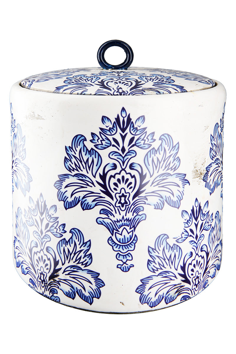 Fayencen Dekselvaas Blauw Wit 20 cm