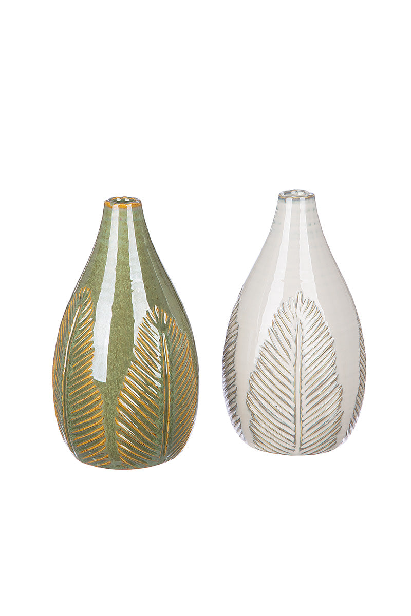 Palmblatt Decoratieve Vaas Keramiek