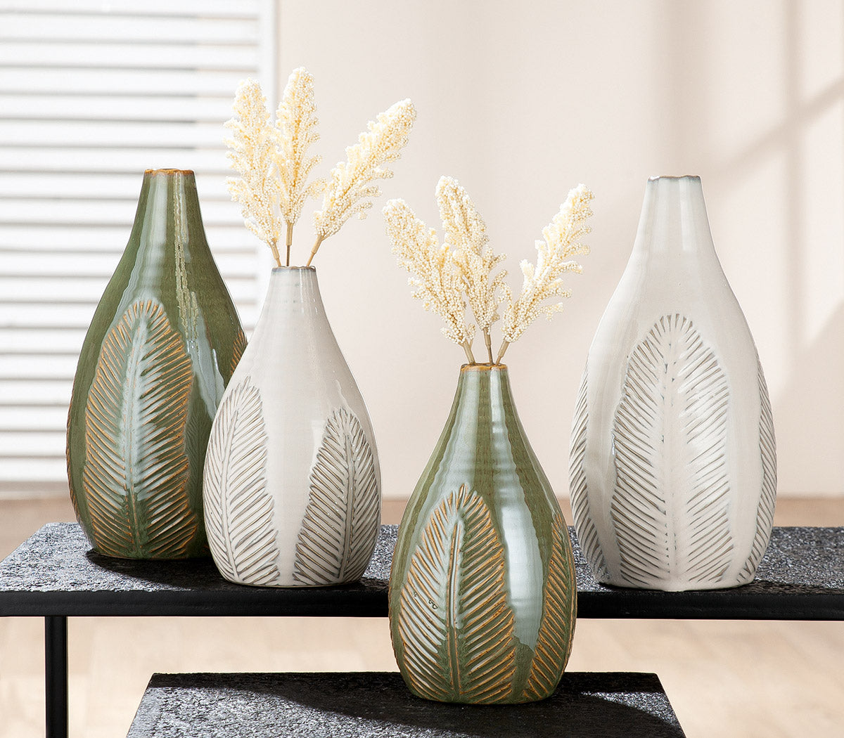 Palmblatt Decoratieve Vaas Keramiek