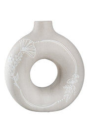 Ginkgokranz Ronde Vaas Beige 18 cm