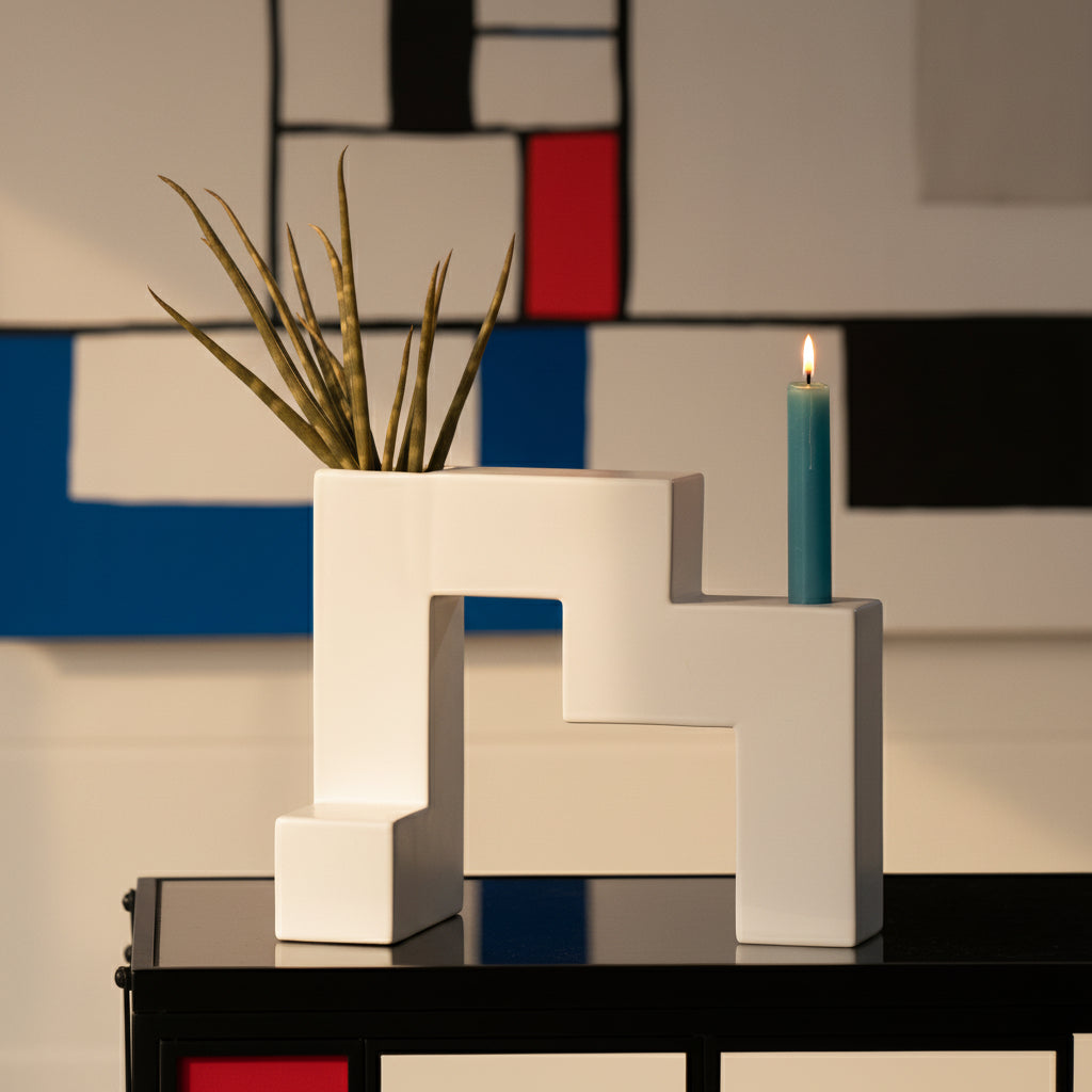 Patras Geometrische Vaas Wit 23 cm