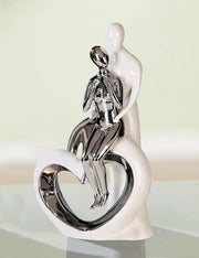 Romanze Paar Sculptuur Zilver Wit