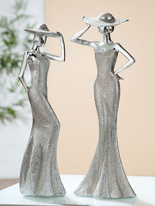 Diva Lady met Hoed Figuur Zilver