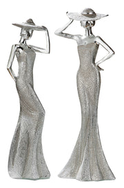 Diva Lady met Hoed Figuur Zilver