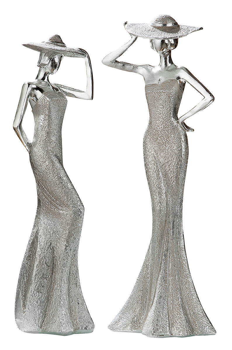 Diva Lady met Hoed Figuur Zilver