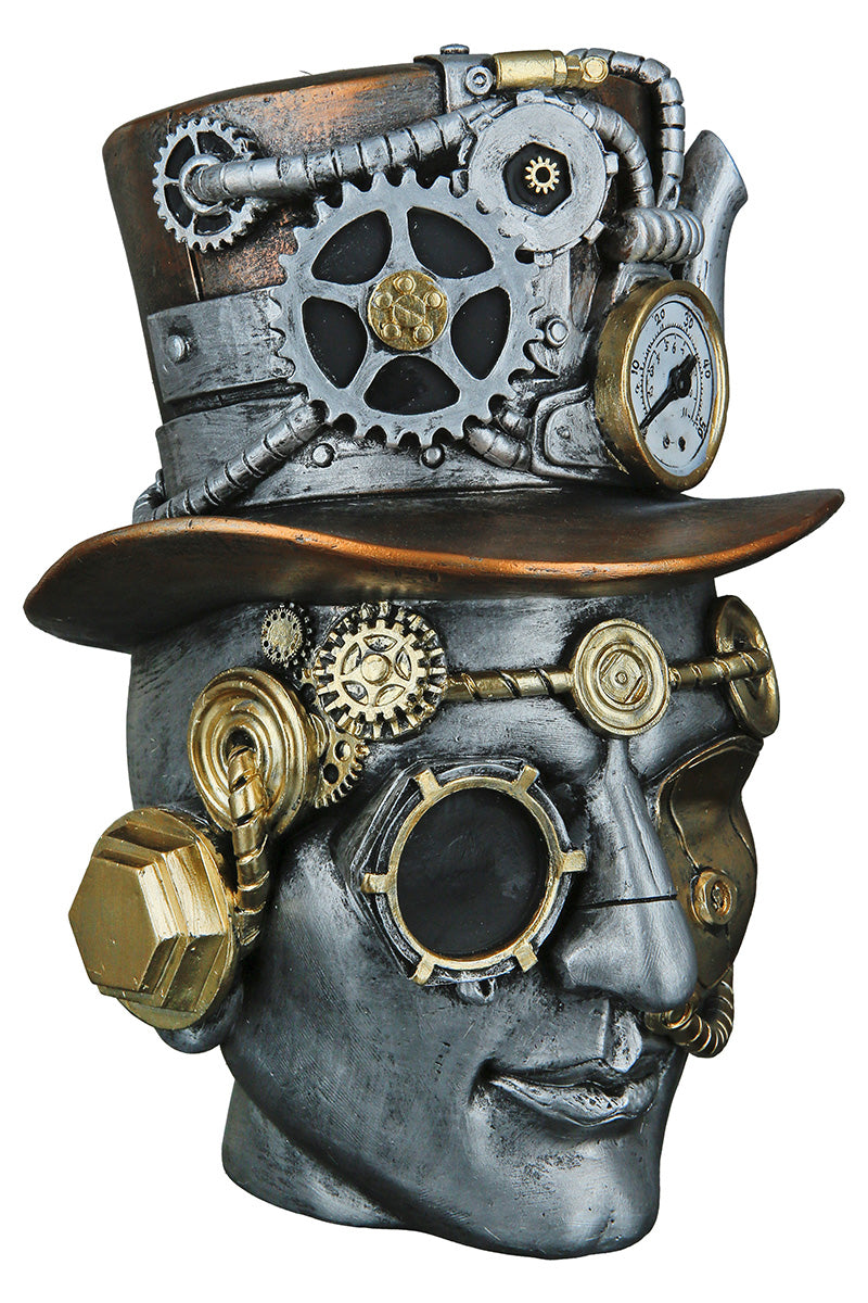 Steampunk Mannenhoofd Decoratie Zilver